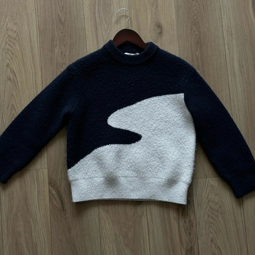 OAK + FORT Black and White Wave Sweater